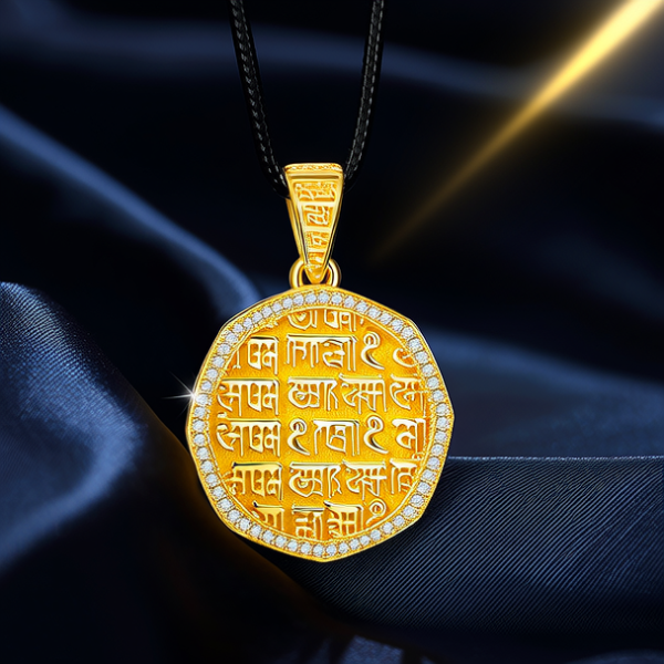 黄金六字真言吊坠图片